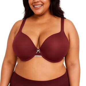 Cacique Lane Bryant Bra 44DD Maroon Lightly Lined Full Coverage Underwire Womens